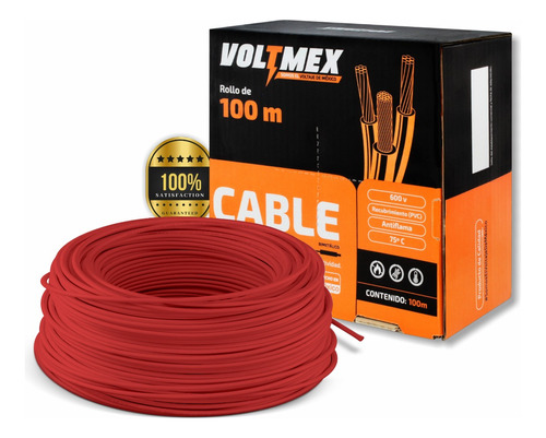 Caja De Cable Eléctrico Calibre 14 Thw Cca 100m Cubierta Rojo