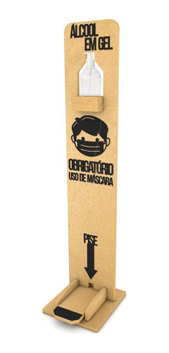 Dispenser Alcool Em Gel Para As Mãos Com Aviso Mascara Obri