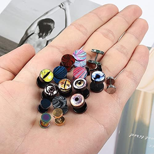 Sailimue 17 Pares De Aretes Para Hombre, Calibres Falsos, Ta