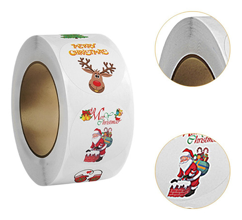 Rollo De 500 Pegatinas Navideñas Para Sobres, Estilo G