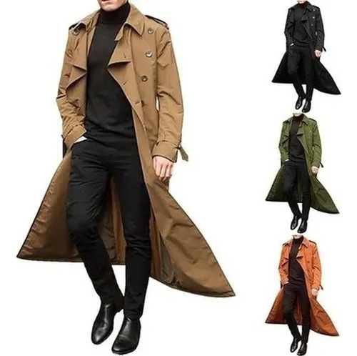 Abrigo Abrigo Casual De Moda De Gabardina Larga Para Hombre