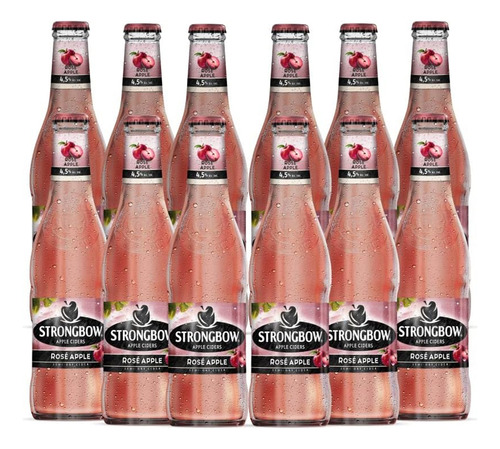 Pack De 12 Bebida Alcohólica Strongbow Apple Ciders Rose 330