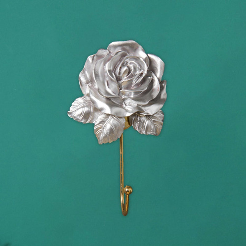 2 Gancho De Rosa Organizador Decoración De Pared Plata