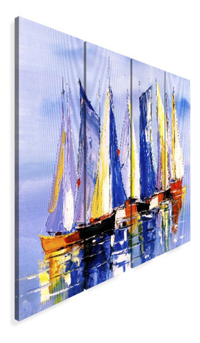 Quadro Decorativo 120x60 Sala Quarto Pintura Frota Barcos