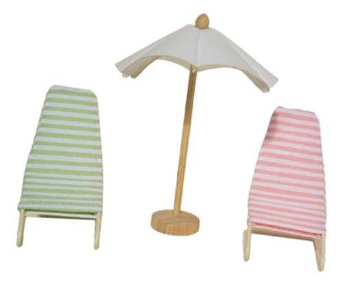 3x 1:12 A Escala Silla De Muñeca Playa Y Verde Rosado