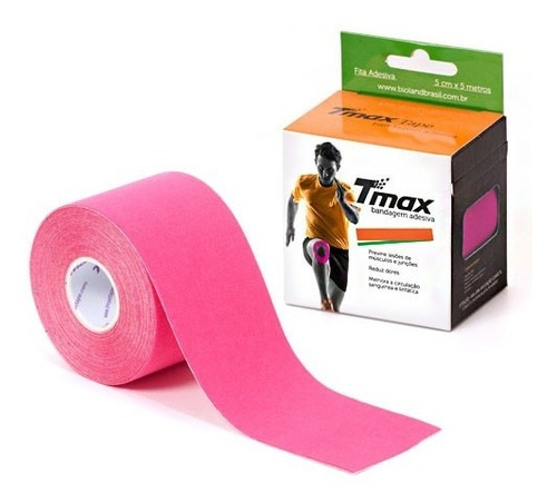 Bandagem Elástica Adesiva Funcional Kinesio Tmax Rosa Anvisa