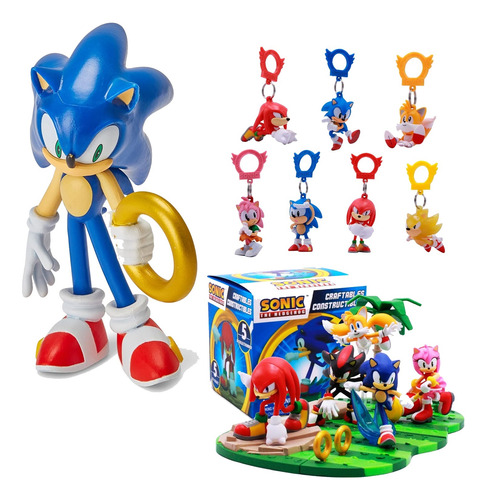 Kit Sonic: Boneco Sonic + Chaveiro + Mini Figura - Dc Toys