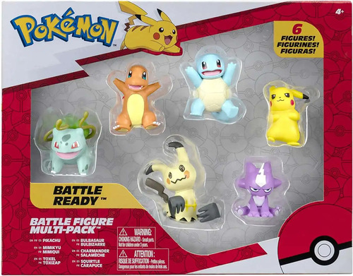 Figuras Pokemon 6 Pack Bulbasaur Charmander Squirtle Toxel +