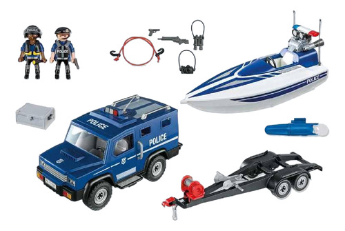 Playmobil Coche Policial Con Lancha - Mosca