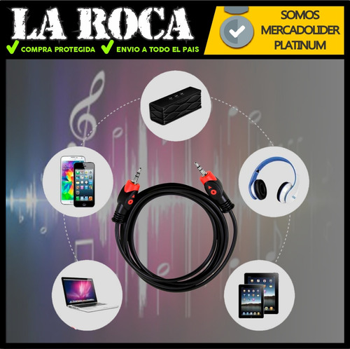 Imagen 5 de 10 de Cable Audio Miniplug A Miniplug 3.5mm Auricular Celular