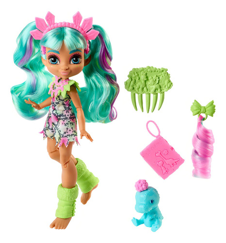 Cave Club Rockelle Doll 8 10 Pulgadas, Pelo Verde Azul