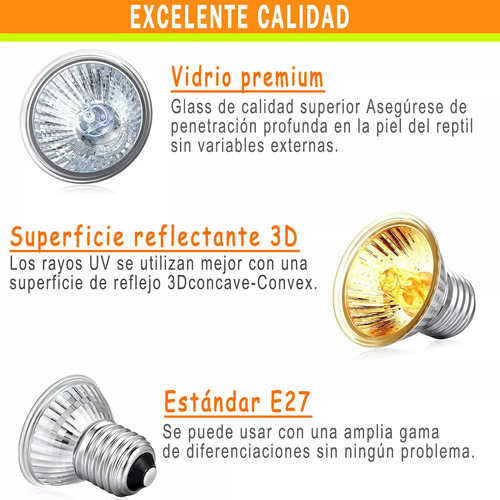 Heat Focus Para Répteis, Tartarugas, Lâmpada Uva Uvb, 4 Unid