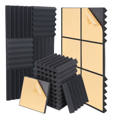 24 Paneles Acústicos Forma Cuña 30x30x5 Cm, Espuma Acústica