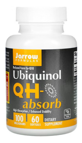 Jarrow Formulas, Ubiquinol, Qh-absorb, 100 Mg, 60 Cápsulas Blandas