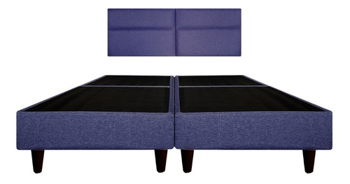 Recamara Base Cama Box Cabecera Cairo Azul Individual