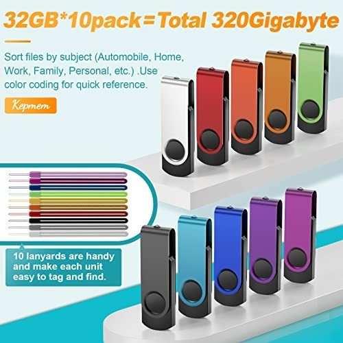 Paquete De 10 Unidades Flash De 32 Gb A Granel, Kepmem Metal