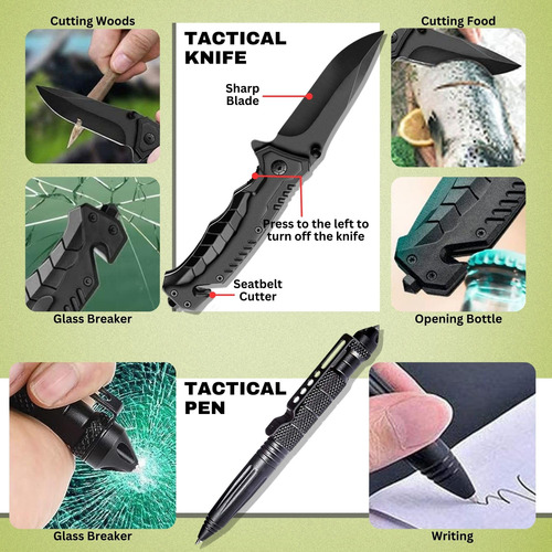 Kit De Supervivencia 28 Piezas Equipo Táctico Camping Aventu