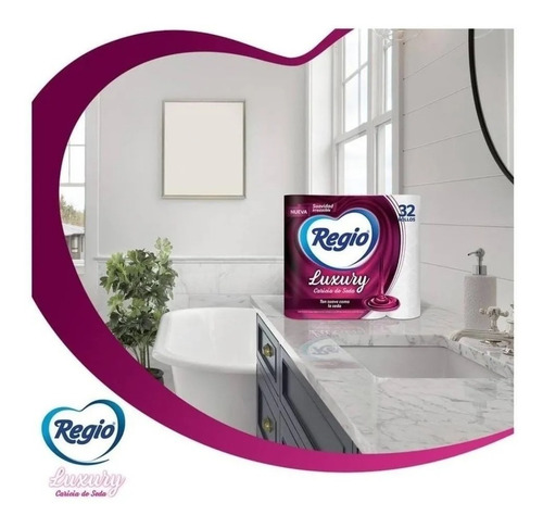 Imagen 6 de 7 de Papel Higiénico Regio Luxury Caricia De Seda Con 32 Rollos