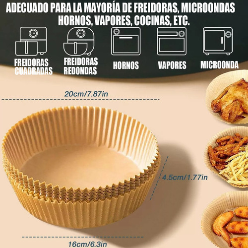 - Freidora De Aire Revestimiento De Papel Desechable 100pcs