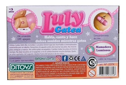 Mu eca Luly Gatea Mamadera Luz Y Sonido Rosa 2374 Ditoys
