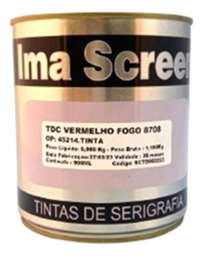 Tinta Tdc Vermelho Fogo Serigrafia - Imagraf - 900ml