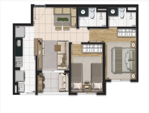 Imagem 6 de 14 de Apartamento 2 Dormitórios Sendo 1 Suíte Com Varanda A Venda