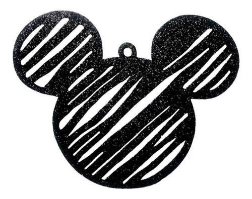 Kit 06 Enfeites Árvore De Natal Preto Glitter Mickey Disney