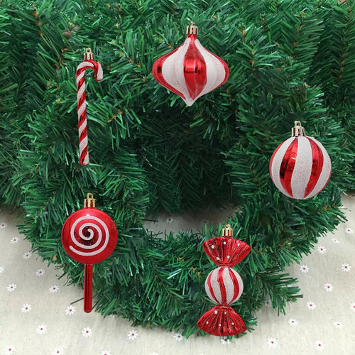 Juego De Bolas Navideñas De 28 Piezas Con Forma De Caramelo