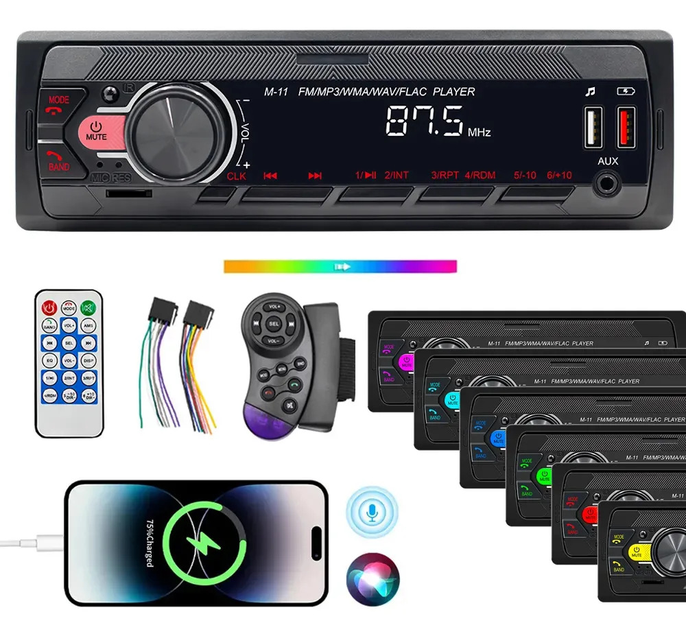 Autoestéreo para auto Fnbrli Iso M-11 con USB, bluetooth y lector de tarjeta SD