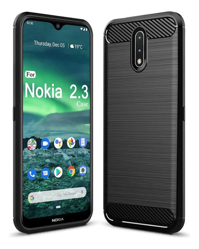 Funda Fibra Carbono Para Nokia 2.3 Antigolpes Negro Flexible