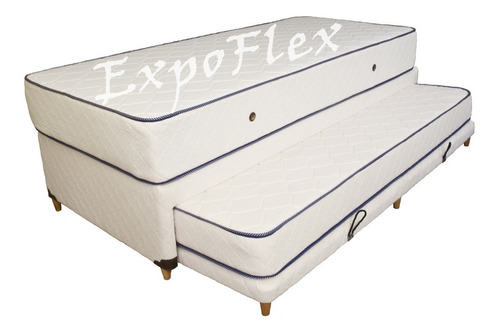 Sommier + Colchon y Carro Cama  ExpoFlex Duo 1 plaza de 190cmx80cm  Crudo