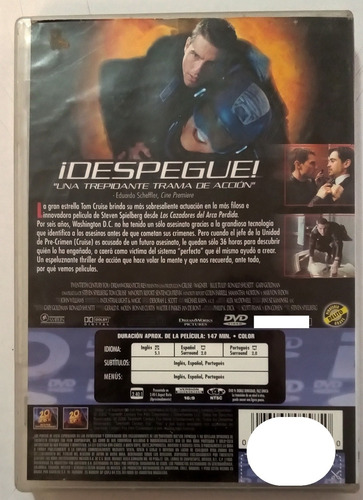 Minority Report Sentencia Previa Dvd Original Tom Cruise (Usado)
