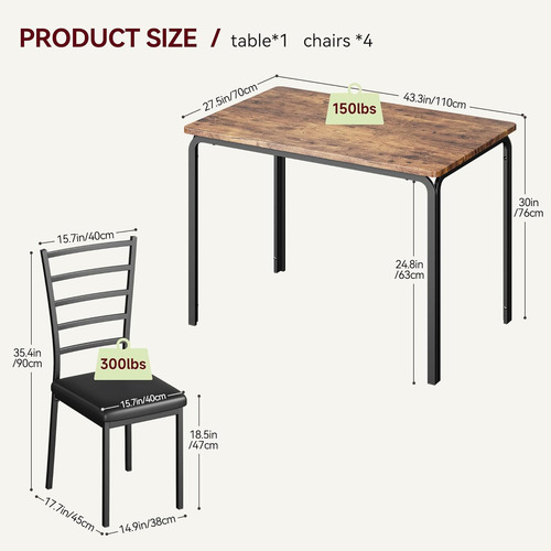 Juego De Mesa De Comedor Para 4, Mesa De Cocina Y Sillas Par