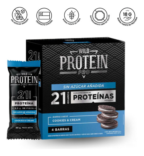 Barras De Proteina Wild Protein Pro - Cookies N' Cream 4u