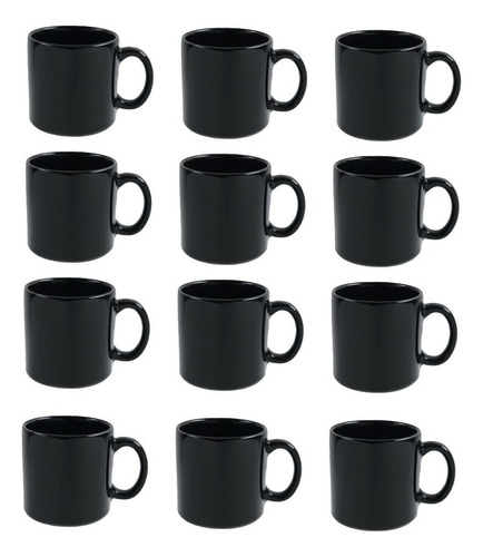 12 Tazas Para Café Y Té De Colores 360 Ml Color Negro