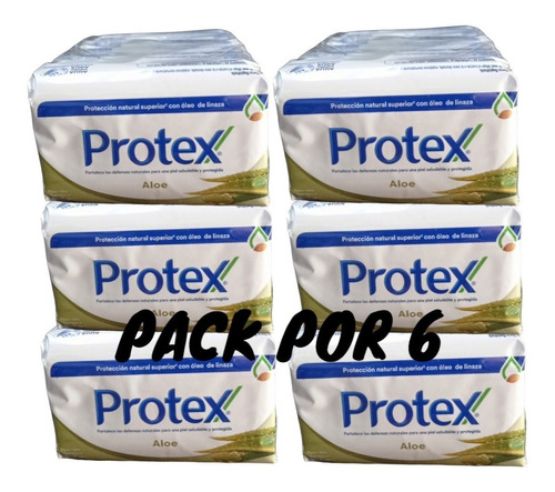 Pack X 6 Jabón Protex Barra Antibacterial Aloe Vera / 125gr