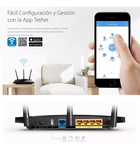 Tp-link, Router Gigabit Wifi Dual Band Ac1200, Archer C1200