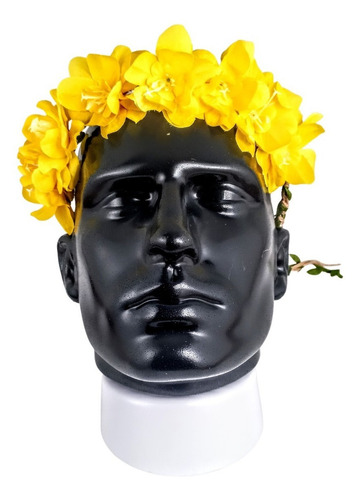 Tiara Com Flores Artificiais Decoração Cabelo Enfeites Arco Cor Amarelo