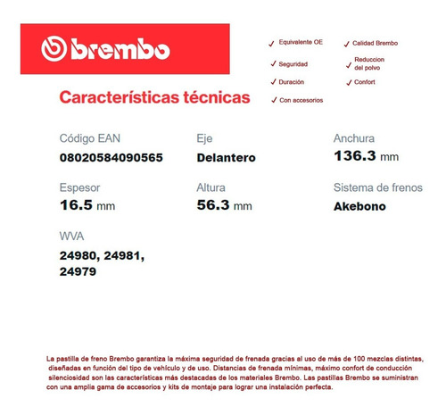Balatas Delanteras Honda Fit 09-20 City 14-20 Semimet Brembo