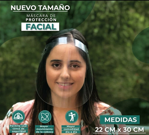 Careta Acrílica O Mascara De Protección Facial, Lavable 