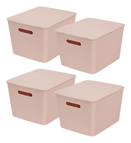 Cestas De Almacenamiento Apilables Rosa Juego De 4, 17.8 L
