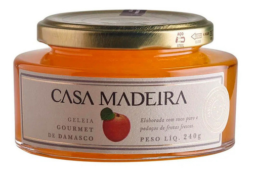 Geleia Gourmet De Damasco Com Pedaços Casa Madeira 240g