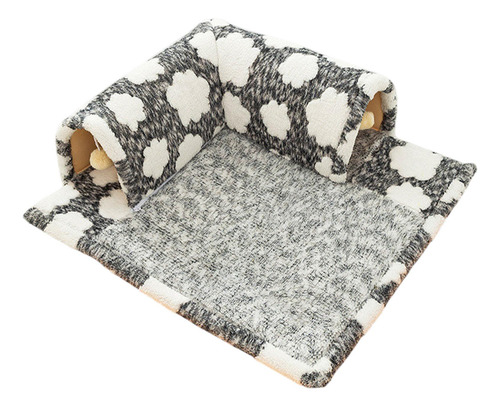 Mascota Gato Cama Escondite Con Jugar Pelota Talla M Gris