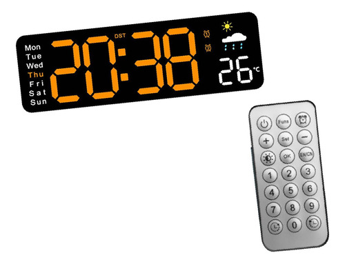 Reloj De Pared Led, Reloj De Pared Digital Negro Y Naranja