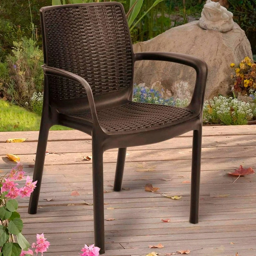 Silla Keter Bali Estilo Ratán Chocolate/ Envio Expres Full Marrón Rattan