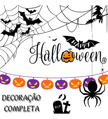 Super Kit Decoração Enfeite Para Halloween Dia Das Bruxas