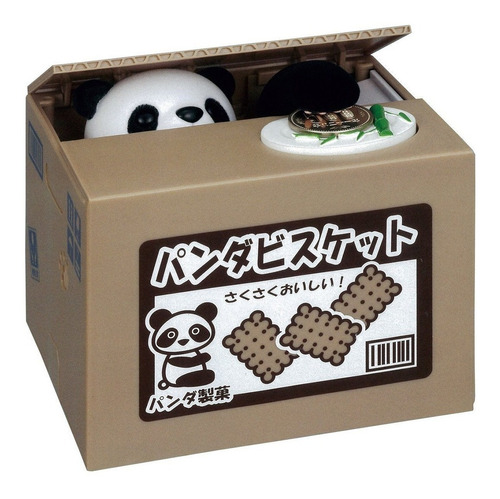 Alcancia Infantil Panda Box Roba Monedas A Pilas Movimiento