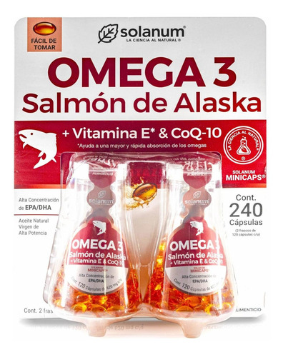 Imagen 1 de 7 de Omega 3 Salmón De Alaska, Vitamina E Y Coq10 240 Cápsulas So