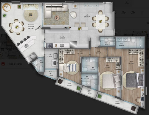 Imagem 12 de 25 de Apartamento, 3 Dorms Com 161.27 M² - Forte - Praia Grande - Ref.: Nsl33 - Nsl33