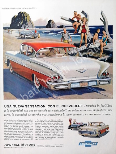 Cartel Retro Autos Chevrolet Biscayne Fisher 1958 /583 /raro